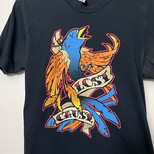 Vintage Graphic T-Shirt with Colorful Bird Design “Lost Cause”